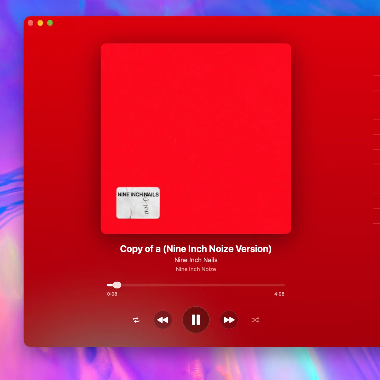 Now Playing View, themed to the current album.